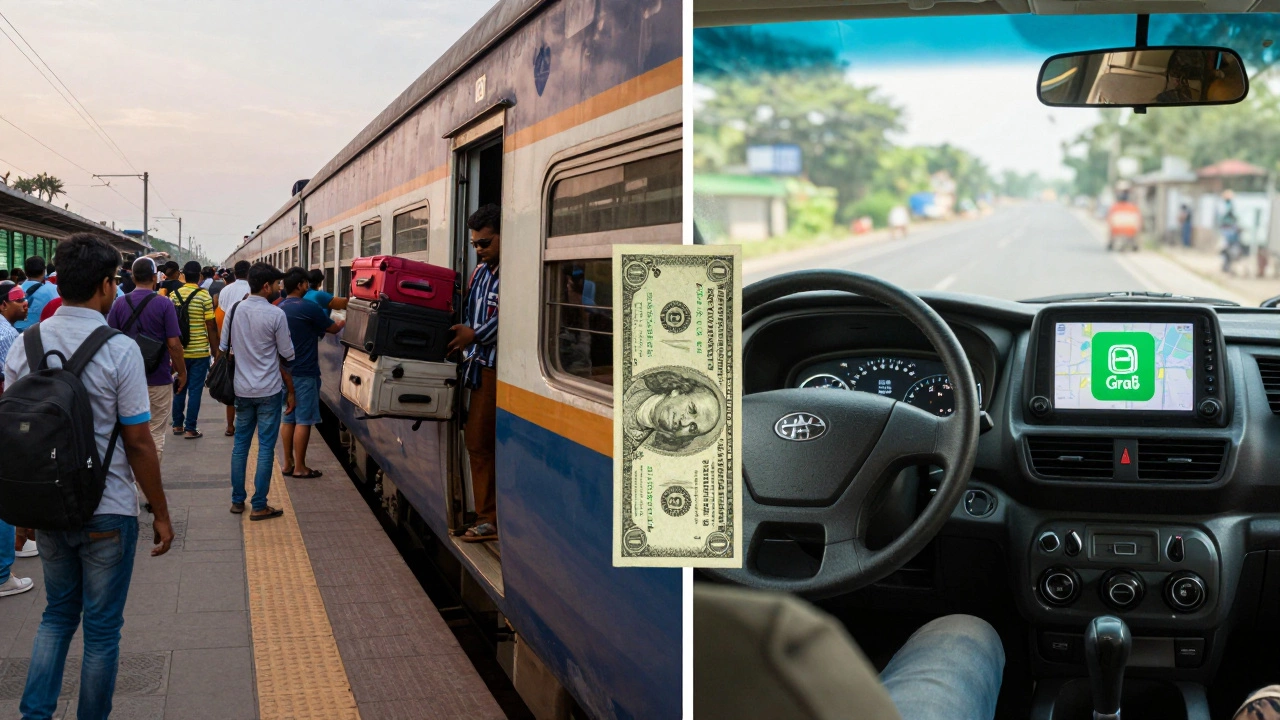 Contrasting train travel in India and minivan in Thailand