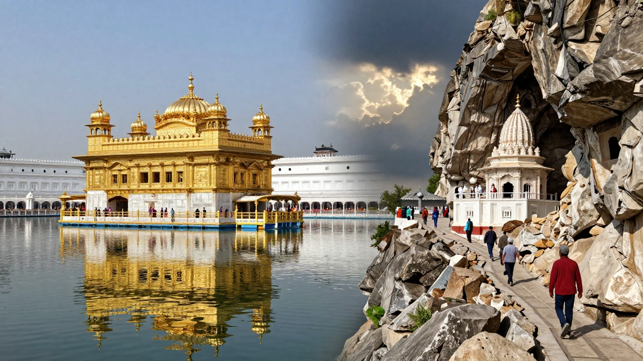 Comparison of the Golden Temple in Amritsar and Vaishno Devi shrine