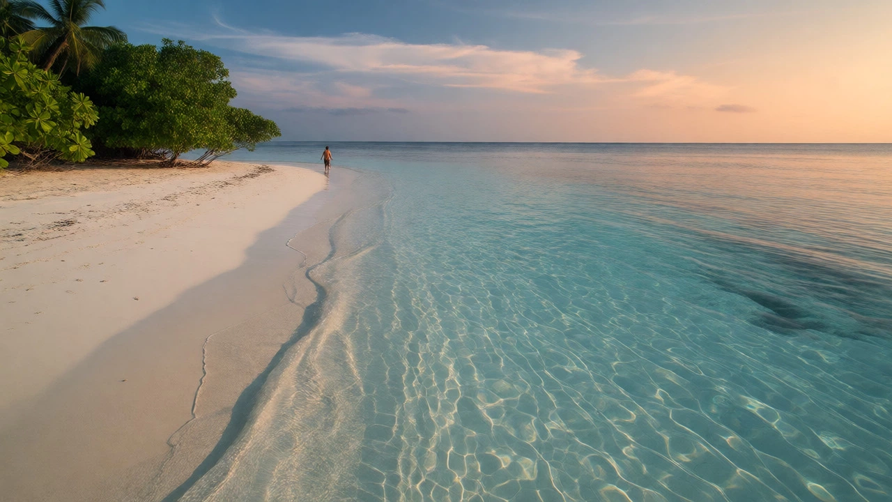 Pristine, clear waters of Radhanagar Beach in the Andamans